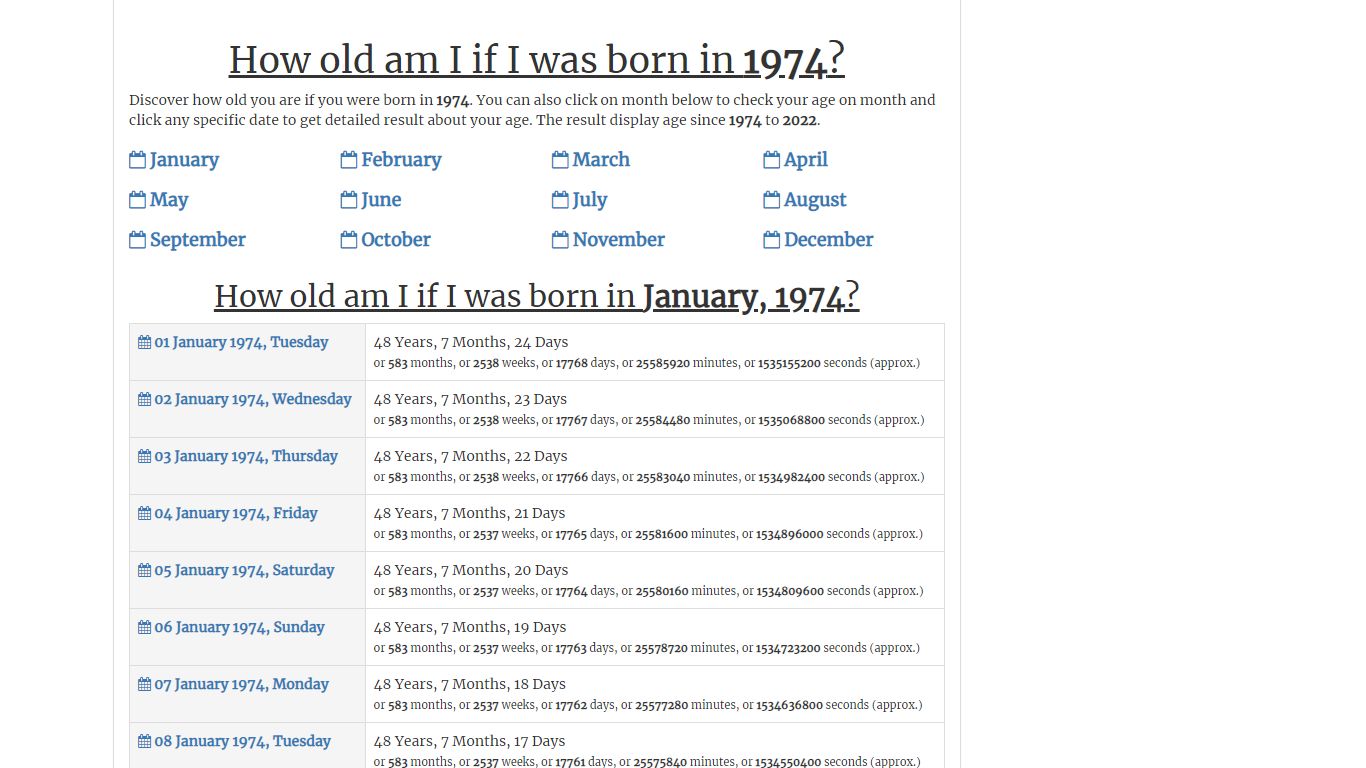 How old am I if I was born in 1974 - agecalculator.me